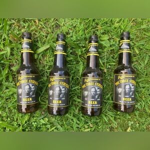 The Three Stooges empty beer bottles from the 1990s - 4 bottles, no caps